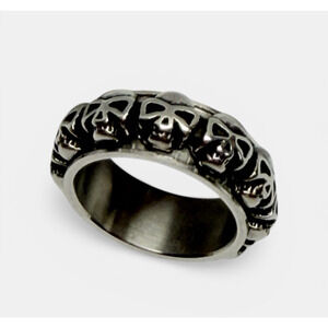 Punk Men's Skull Anxiety Ring Fidget Ring Spinner Band Stainless Steel KYQ 9#